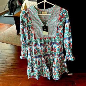 Tuckernuck Teal and Seagrass Blockprint Dress